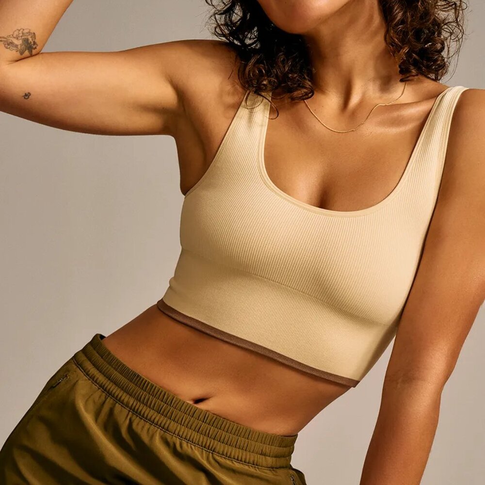 Outdoor Voices SeamlessRib Longline Bra in Burlap Size M